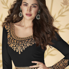 Black Georgette Embroidered Anarkali Suit