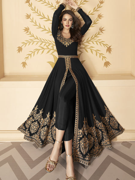 Black Georgette Embroidered Anarkali Suit
