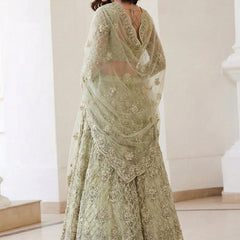 Light Green Net Thread Work Wedding Lehenga