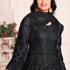 Black Net Emboidered Wedding Wear Anarkali Suit