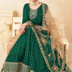 Designer Green Tafeta Silk Embroidery Anarkali Suit