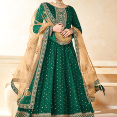 Designer Green Tafeta Silk Embroidery Anarkali Suit