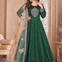Designer Green Tafeta Silk Embroidery Anarkali Suit
