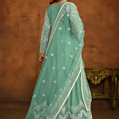 Designer Mint Green Net Embroidery Anarkali Suit