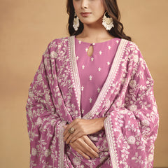 Pink Faux Georgette Embroidered Designer Salwar Suit