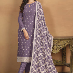 Purple Faux Georgette Embroidered Designer Salwar Suit