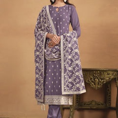 Purple Faux Georgette Embroidered Designer Salwar Suit