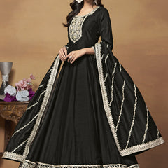Black Art Silk Embroidered Anarkali Suit
