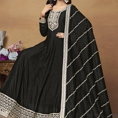 Black Art Silk Embroidered Anarkali Suit