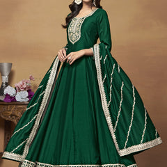 Green Art Silk Embroidered Anarkali Suit