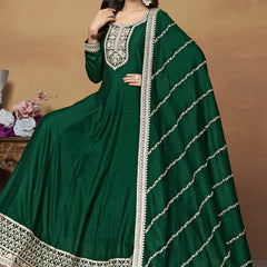 Green Art Silk Embroidered Anarkali Suit