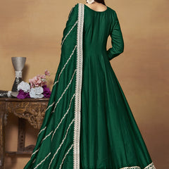 Green Art Silk Embroidered Anarkali Suit