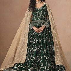 Green Georgette Embroidered Anarkali Wedding Wear Suit