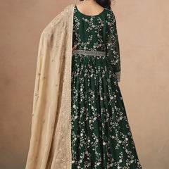 Green Georgette Embroidered Anarkali Wedding Wear Suit