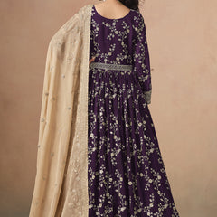 Purple Georgette Embroidered Anarkali Wedding Wear Suit