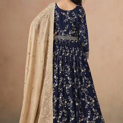 Blue Georgette Embroidered Anarkali Wedding Wear Suit