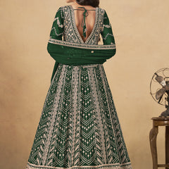 Green Georgette Embroidered Anarkali Suit