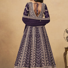 Wine Georgette Embroidered Anarkali Suit