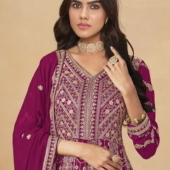Purple Georgette Embroidered Anarkali Suit
