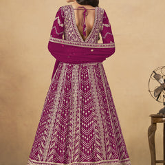 Purple Georgette Embroidered Anarkali Suit