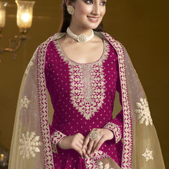 Rani Pink Chanderi Butti Embroidered Anarkali Suit