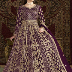 Violet Net Embroidered Anarkali Suit