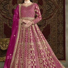 Pink Net Embroidered Anarkali Suit