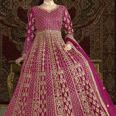 Pink Net Embroidered Anarkali Suit