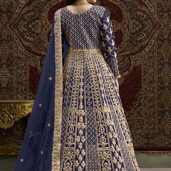 Blue Net Embroidered Anarkali Suit