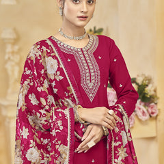 Rani Pink Roman Silk Embroidered Palazzo Suit