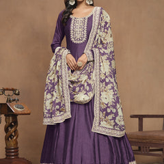 Purple Art Silk Embroidered Anarkali Suit