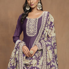 Purple Art Silk Embroidered Anarkali Suit