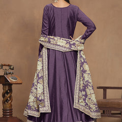 Purple Art Silk Embroidered Anarkali Suit