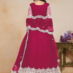 Pink Net Embroidered Designer Anarkali Suit