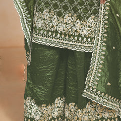 Mehendi Silk Embroidered Designer Palazzo Suit