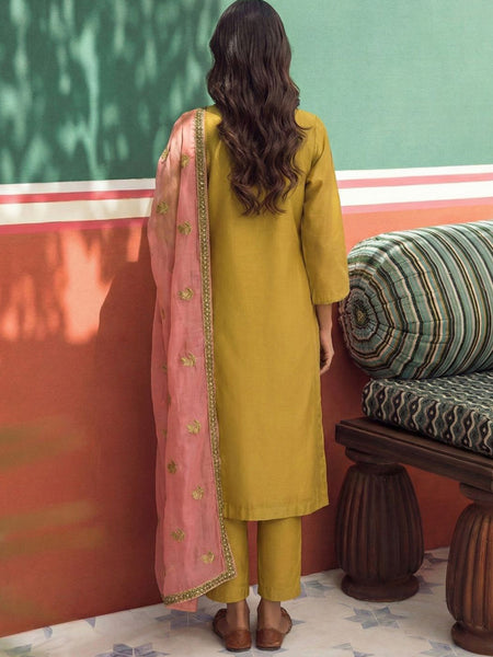 Yellow Organza Fancy Zari Party Wear Suit