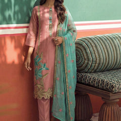 Peach Organza Fancy Zari Party Wear Suit