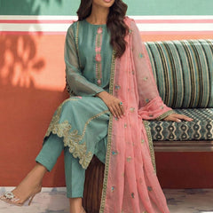Sky Blue Organza Fancy Zari Party Wear Suit