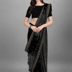 Black & Green Heavy Georgette Sequence Embroidery Saree