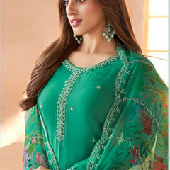 Dark-Green Soft Siffon Salwar Suit