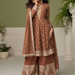 Brown embroidery Real Georgette Salwar Suit