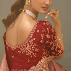 Blush Pink Silk Embroidered Designer Saree