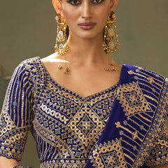 Royal Blue Gota Patti Embroidered Designer Saree With Blouse