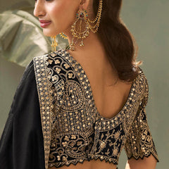 Black Gota Patti Embroidered Designer Saree With Blouse