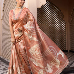 Pink Tussar Silk  Beautiful Pallu Designer Saree