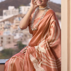 Pink Tussar Silk  Beautiful Pallu Designer Saree