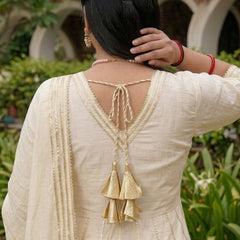 Cream Gota Cotton Silk Palazzo Suit