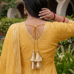 Light-Yellow Gota Cotton Silk Palazzo Suit