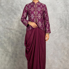 Wine Brocade Georgette Anarkali Suit