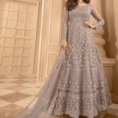Onion Pink Net Embroidered Anarkali Suit
